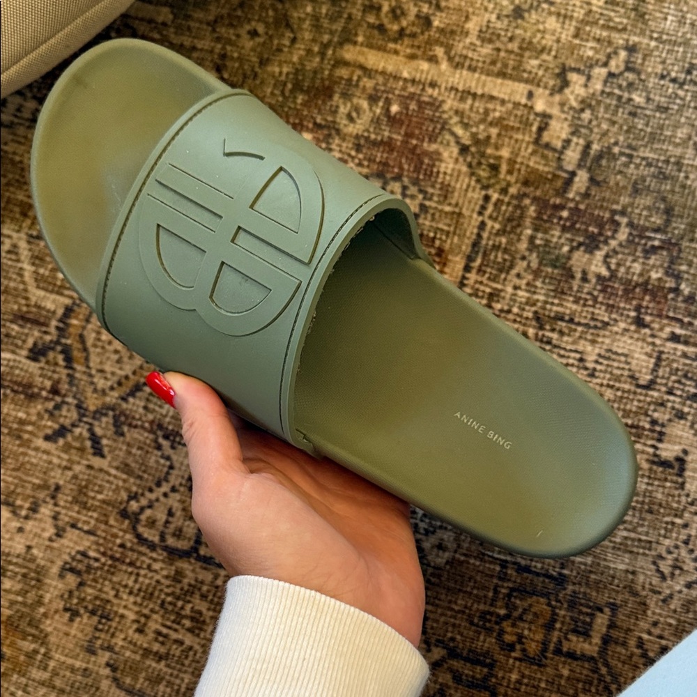 Anine Bing Olive Slide Sandals